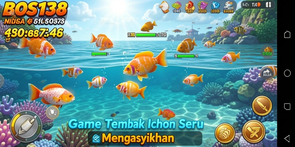 Tampilan dari gameplay Tembak Ikan yang seru di BOS138.
