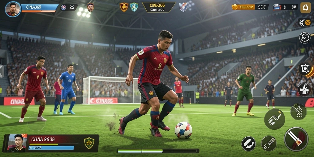 Screenshot gameplay <strong>CINA365</strong> yang memukau dalam aksi olahraga.
