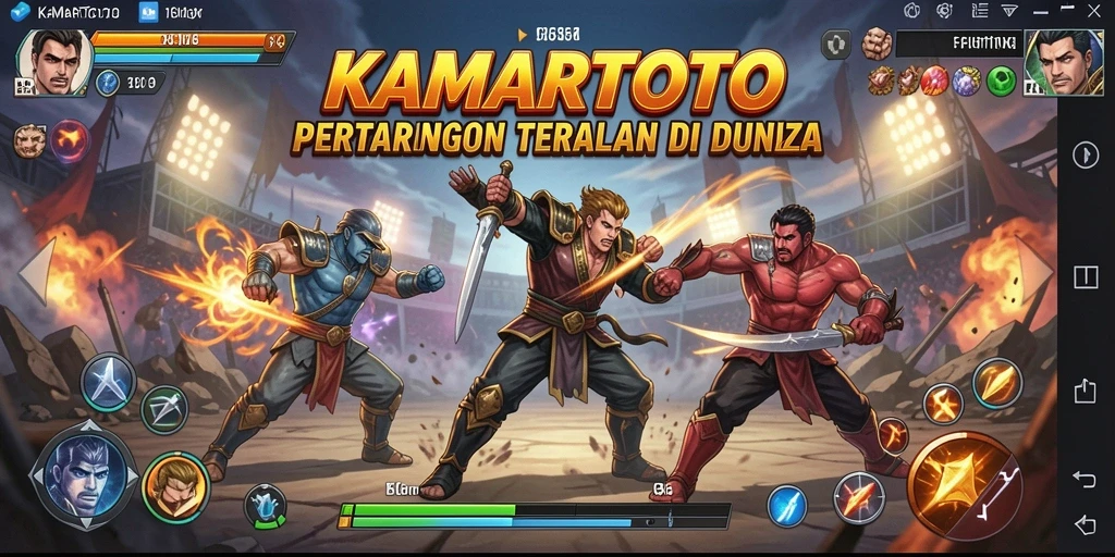 Tampilan pertarungan seru dan karakter dinamis dalam KAMARTOTO.