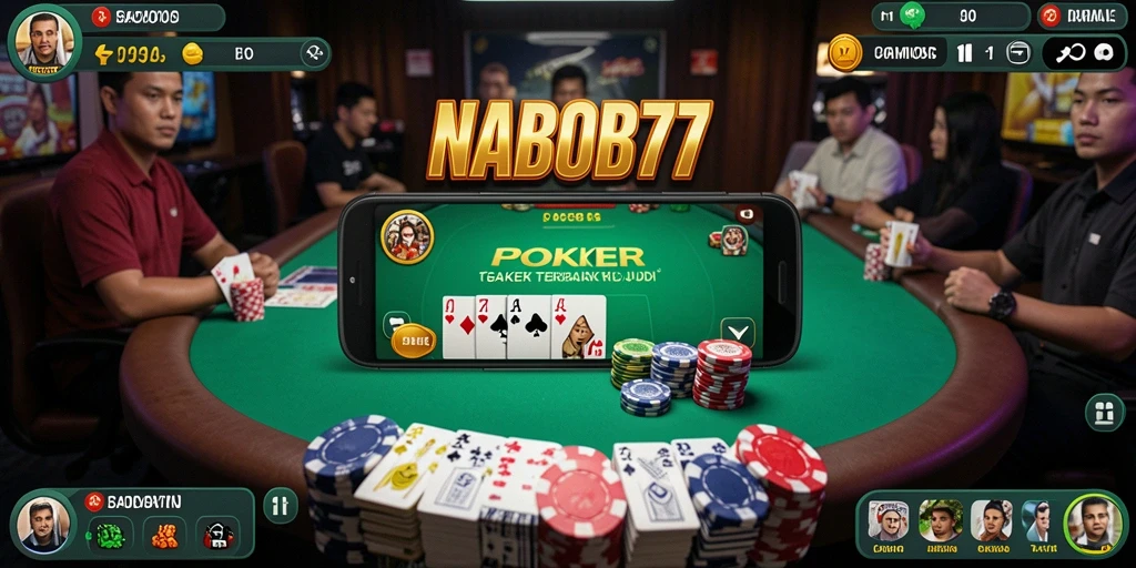 Tampilan gameplay menarik di NABOB77 dengan suasana poker yang otentik.