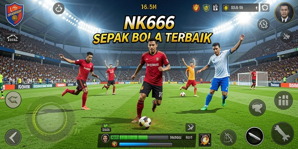 Screenshot gameplay NK666 yang menunjukkan aksi menarik di lapangan sepak bola.
