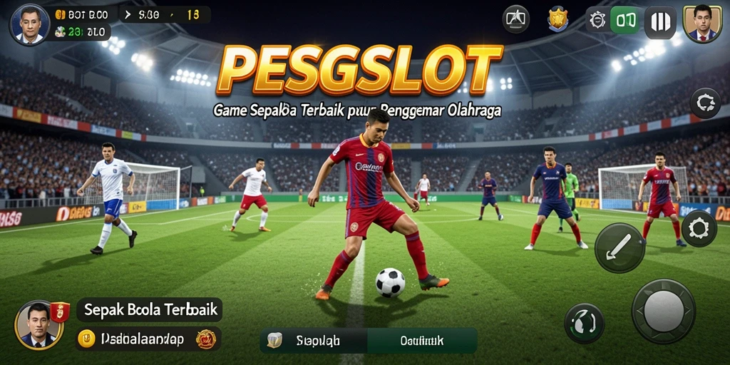 Screenshot dari <strong>PESGSLOT</strong> menampilkan aksi seru di lapangan sepak bola.