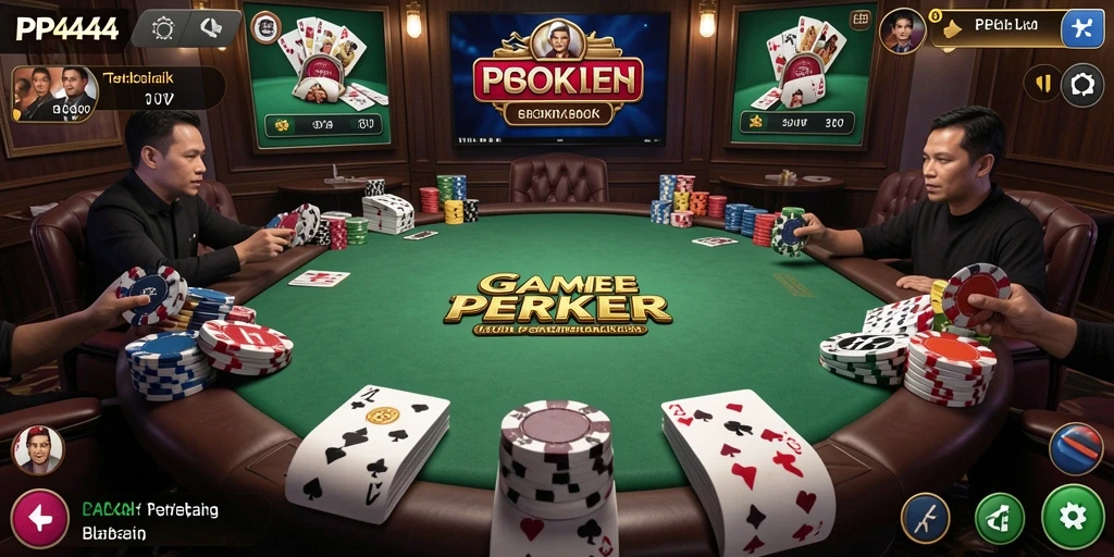 Tampilan gameplay menarik dari PP444 yang menampilkan aksi poker seru.