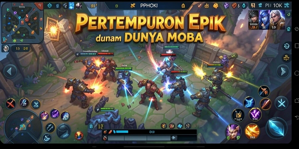 Tampilan menarik dari gameplay MOBA PPHOKI.